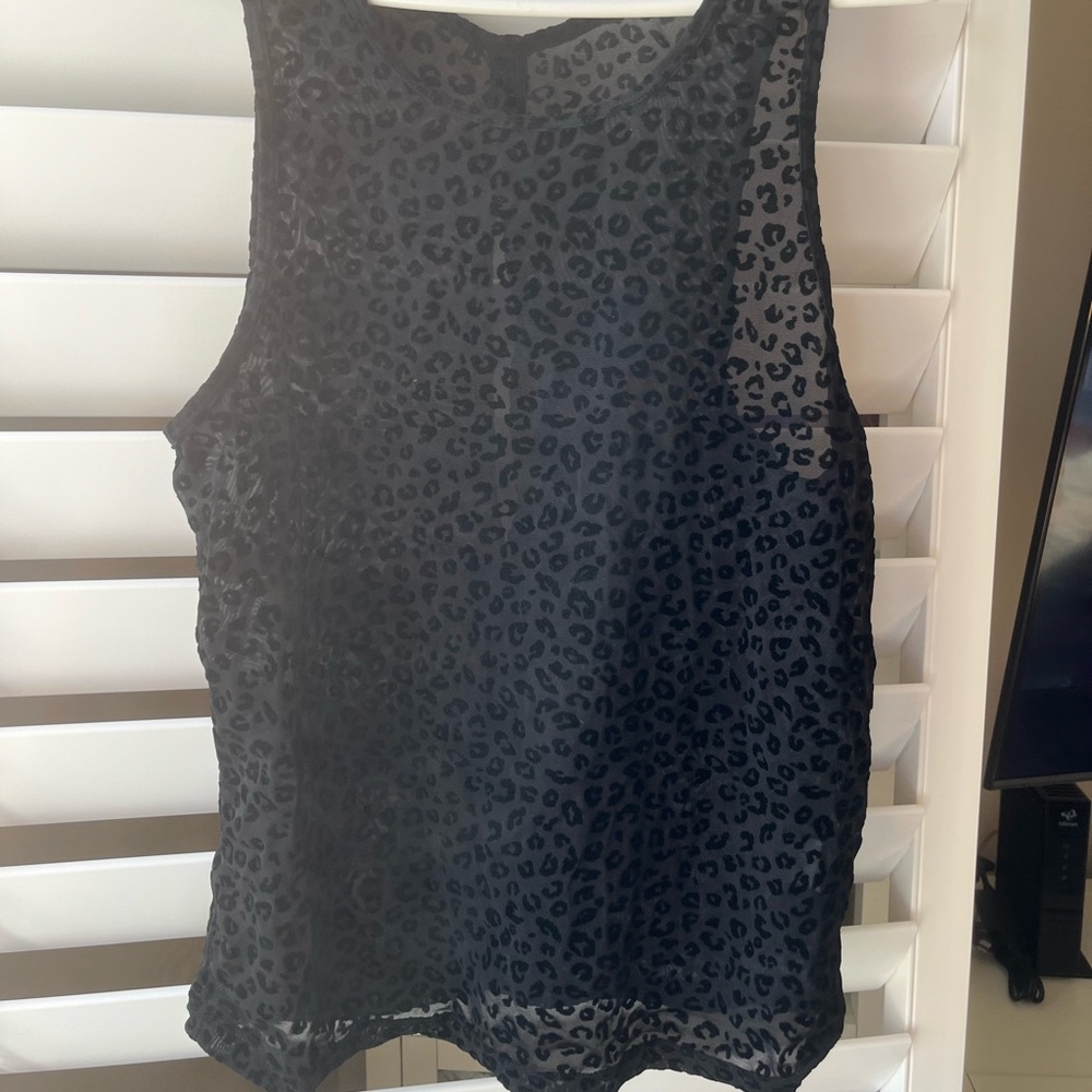 ZYIA Black Sleeveless tank with leopard print